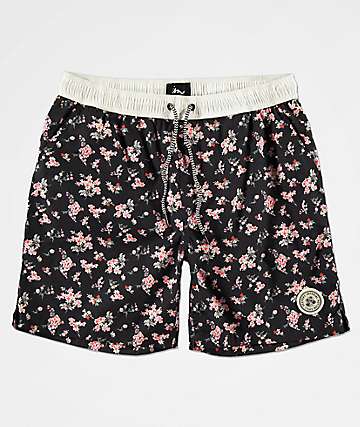 Imperial Motion Tub Seeker Volley Navy Floral Elastic Waist Shorts
