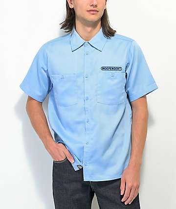 Asymmetric Zip Pinstripe Shirt (1103003-BLACK-PINSTRIPE)