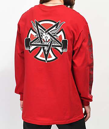 Independent x Thrasher Pentagram camiseta roja de manga larga