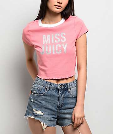 JUICY COUTURE★EmbroideryLogo T-shirt JC192 Juicy Couture Seamless Fanciful Crop T-Shirt | Zumiez
