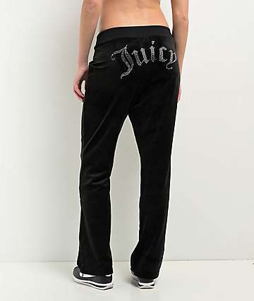 Juicy Couture OG Big Bling Licorice Velour Track Pants - 