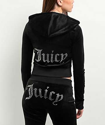Juicy Couture OG Big Bling Licorice Velour Zip Hoodie - 