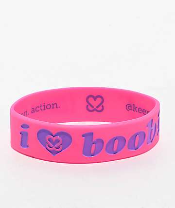 Keep A Breast Foundation I Heart Boobies Neon Pink & Purple Bracelet -