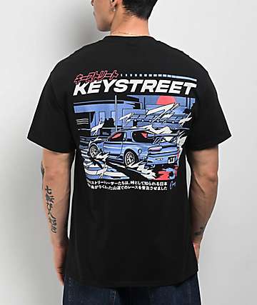 【Crazy Car Wash Crew】25SS★ STRIPE SS TEE Key Street x Freakorico Car Wash Black T-Shirt | Zumiez