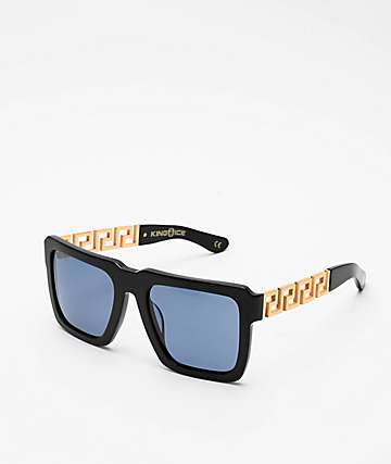 King Ice Greek Key gafas de sol polarizadas en azul y negro brillante
