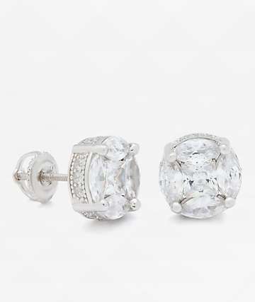 国内発送 上品ストーン ICY TENNIS EARRINGS 【KING ICE】 King Ice Round Onyx Stud Earrings | Zumiez
