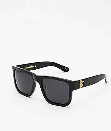 King Ice Lion Head gafas de sol polarizadas en negro brillante