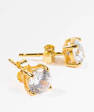 【King Ice】Iced Frame Round Stud Earrings Round Stud Earrings | Sterling Silver Earrings | King Ice