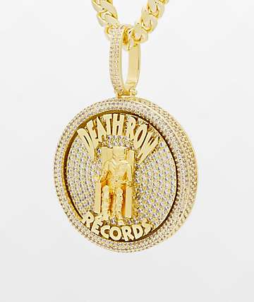 King Ice x Death Row Medallion Spinner collar de oro amarillo