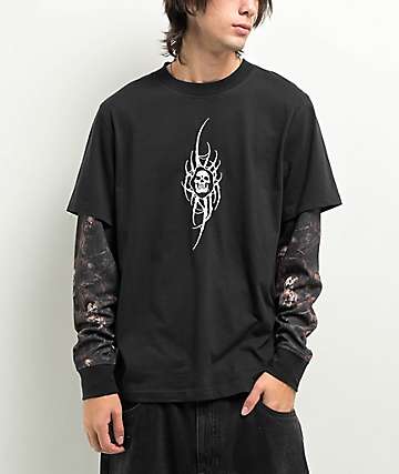 Lurking Class By Sketchy x Kyle Grand Sin Black & Camo 2fer Long Sleeve T-Shirt - 