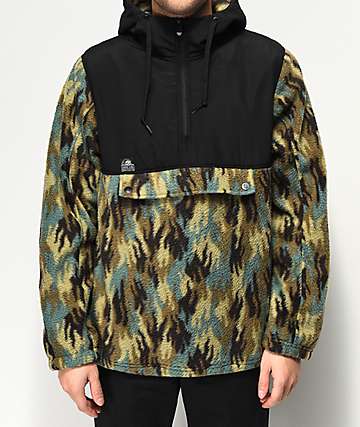 Lurking Class by Sketchy Tank Fuegoflage Black & Camo Anorak Fleece Jacket