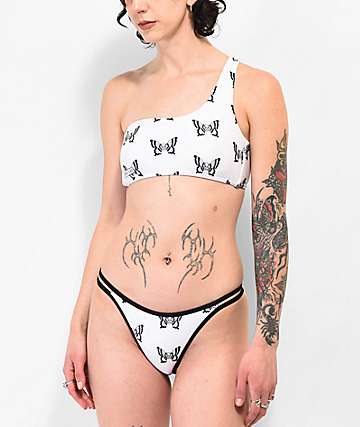 Lurking Class by Sketchy Tank Mariposa parte inferior de bikini cavada blanca