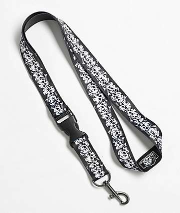 Lurking Class by Sketchy Tank Skull Stripe Black Lanyard -