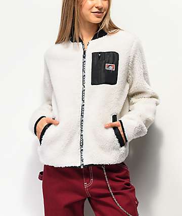 Lurking Class by Sketchy Tank chaqueta de sherpa blanca con cremallera