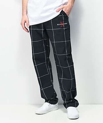 Maxallure Vice pantalones negros de tartán de cintura elástica