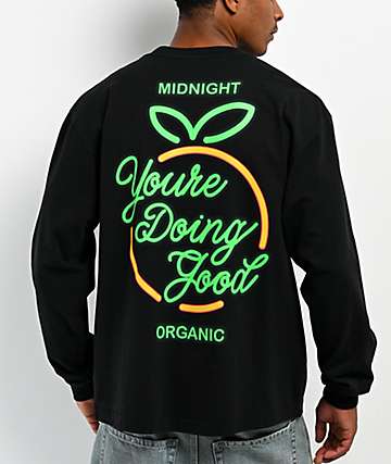 Midnight Organic Neon YDG Sign Black Long Sleeve T-Shirt -