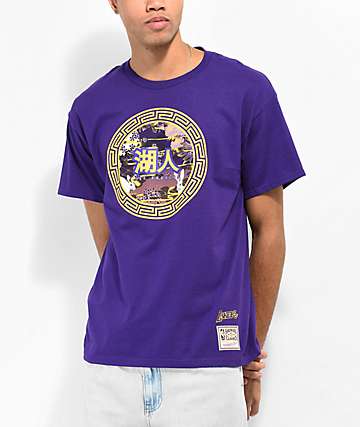 Mitchell & Ness Los Angeles Lakers Incline Stack T-Shirt Faded Purple