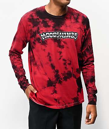 Moodswings East LA camiseta de manga larga tie dye roja y negra