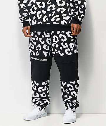 Moodswings pantalones deportivos de leopardo negros y blancos