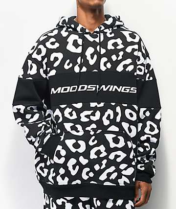Moodswings sudadera con capucha de leopardo negra y blanca