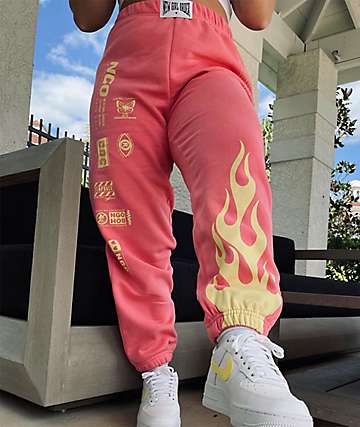 flame blue and pink jogger sweatpants