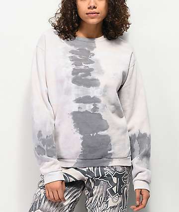 NEW girl ORDER sudadera con cuello redondo de tie dye gris