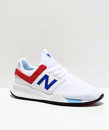 new balance red white and blue shoes
