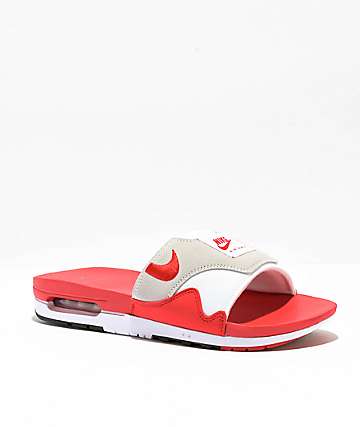 red and white nike sandals