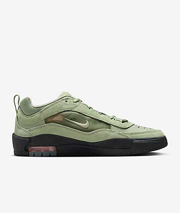 Nike Air Max Ishod Oil Green & Safety Orange Skate Shoes - 