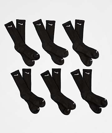 Nike Everyday Plus 6-Pack Black Crew Socks - 