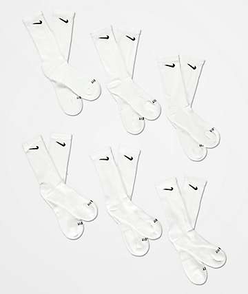 Nike Everyday Plus 6 Pack White Crew Socks - 