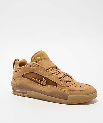 Nike SB Air Max Ishod Flax, Safety Orange, & Wheat Skate Shoes - 