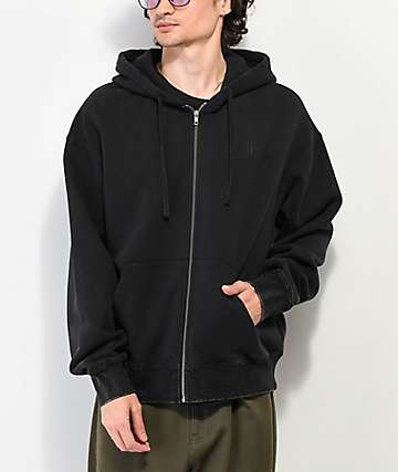 Ninth Hall Fundamentals Black Wash Boxy Zip Hoodie - 