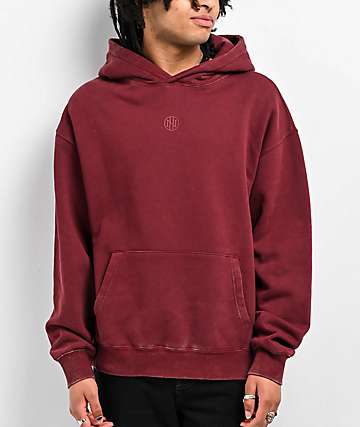 Ninth Hall Fundamentals Maroon Wash Boxy Hoodie - 