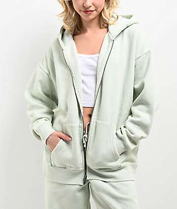 Ninth Hall Fundamentals Distressed Ash Boxy Zip Hoodie | Zumiez