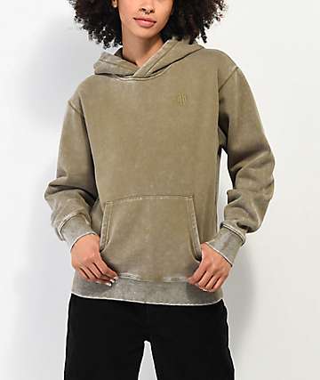 Ninth Hall Fundamentals Olive Wash Relaxed Hoodie -
