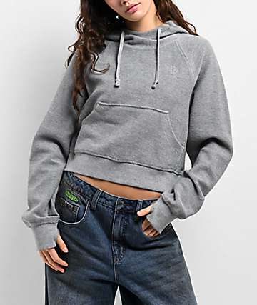 Ninth Hall Fundamentals Reverse Terry Grey Crop Hoodie - 