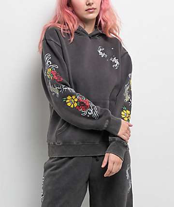 Ninth Hall Fundamentals Rosso Black Mineral Wash Hoodie - 