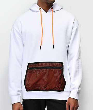 Ninth Hall Meshed Up sudadera con capucha blanca y naranja