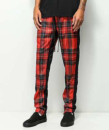 men plaid track pants