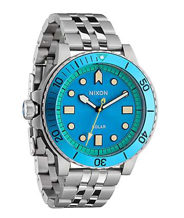 Nixon Time Teller Silver & Blue Sunray Analog Watch | Zumiez Nixon Time Teller Silver & Blue Sunray Analog Watch | Zumiez