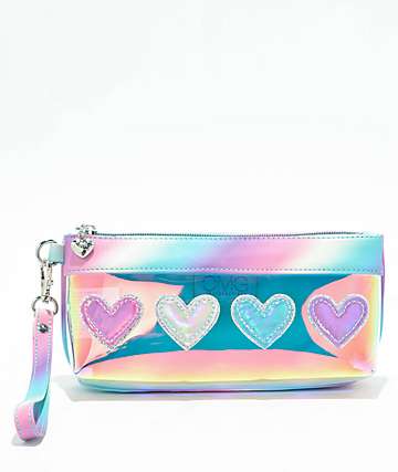 OMG Accessories Hearts Icy Clear Glazed Wristlet -