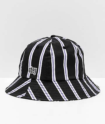 Obey Carmal sombrero de cubo en negro, blanco y lavanda de rayas