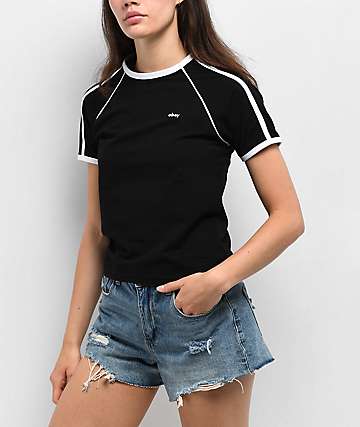 Obey Diversion Black & White Raglan T-Shirt -