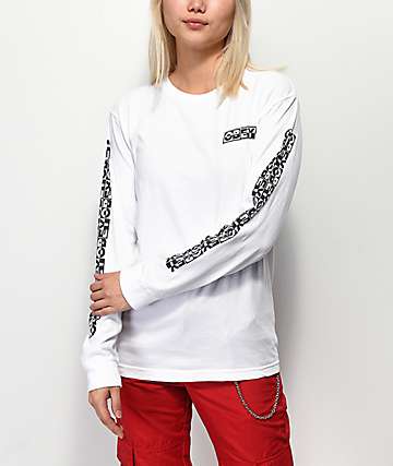 Obey International 3 Salvage camiseta blanca de manga larga