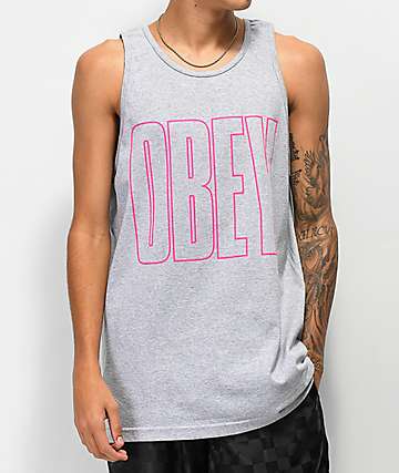 Obey Worldwide Line camiseta sin mangas en gris jaspeado