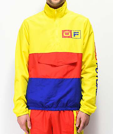 Odd Future Yellow, Red & Blue Colorblock Windbreaker Anorak Jacket