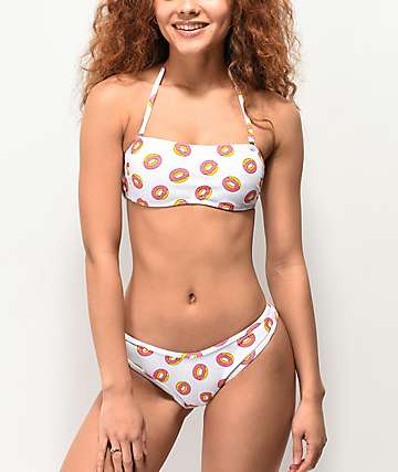 Odd Future braguitas de bikini de pierna alta blancas de donas