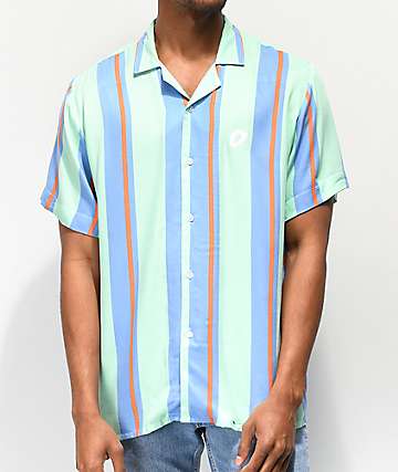 Odd Future camisa de manga corta azul y verde de rayas verticales
