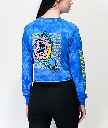 Odd Future x Santa Cruz Donut Hand Blue Tie Dye Crop Long Sleeve T-Shirt